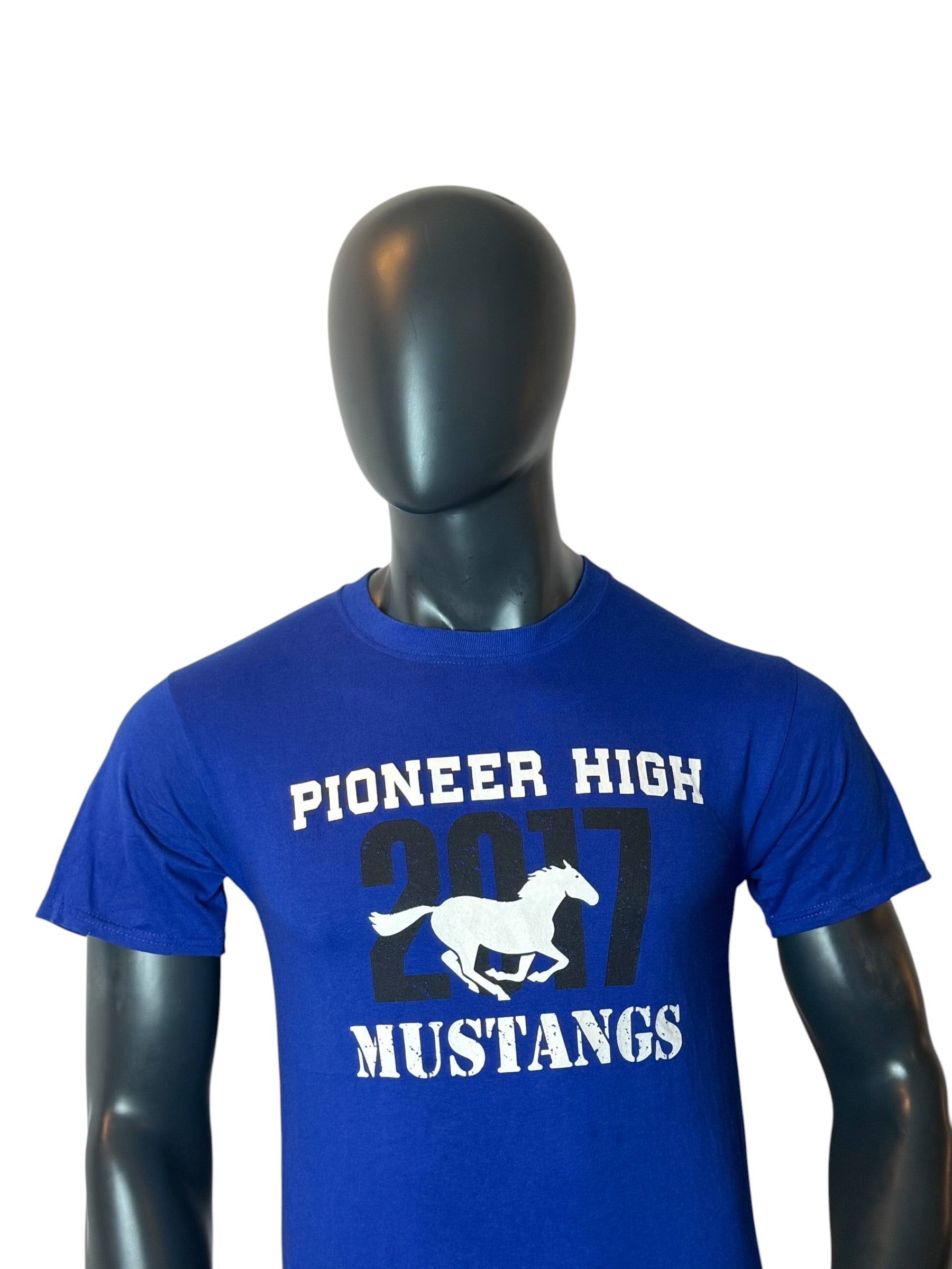 Pioneer High Mustangs 2017 Vintage T-Shirt Blue